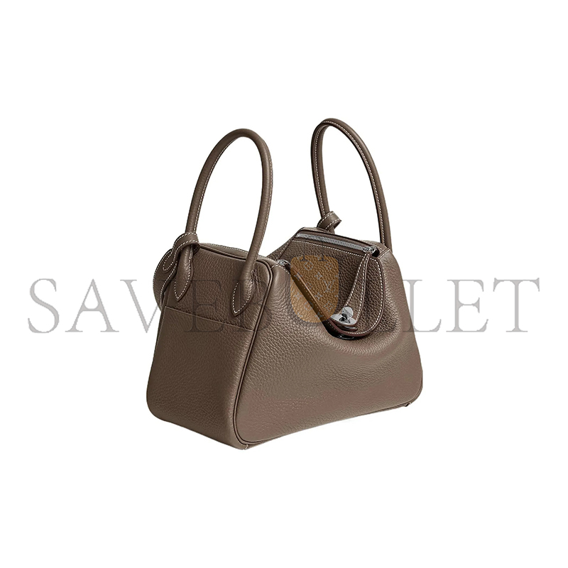 H**mes MASTER LINDY 26 CLEMENCE ÉTOUPE PALLADIUM HARDWARE (26*18*12cm)